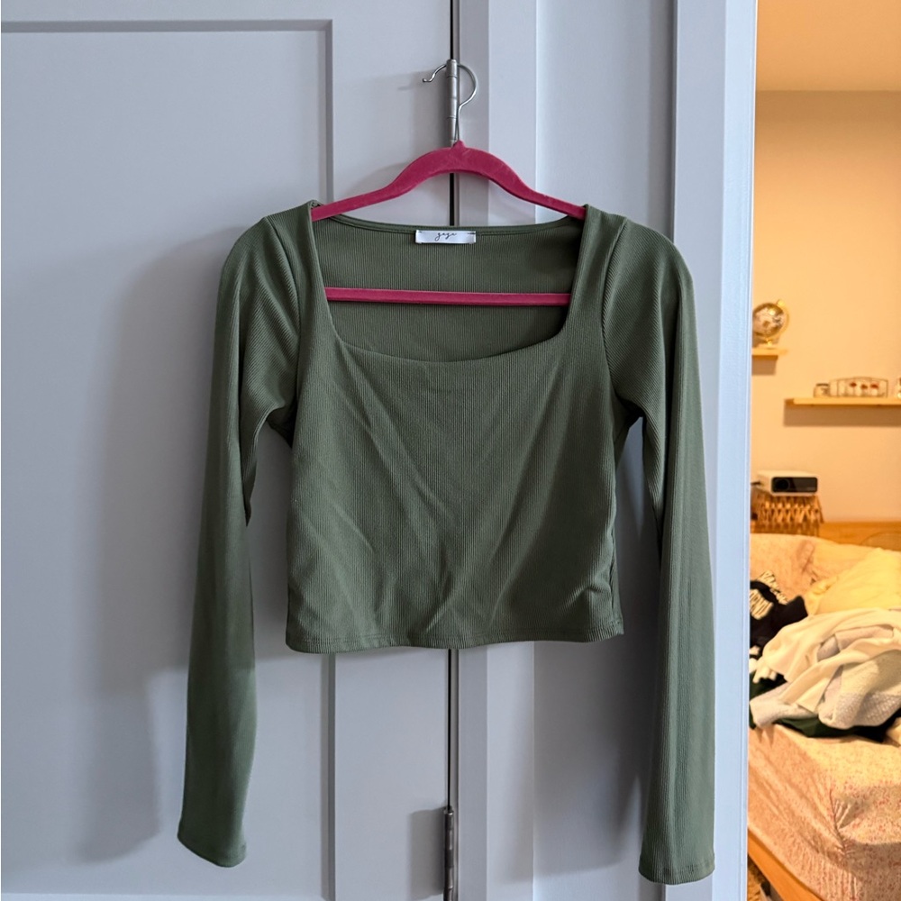 Elegant Olive Square Neck Blouse